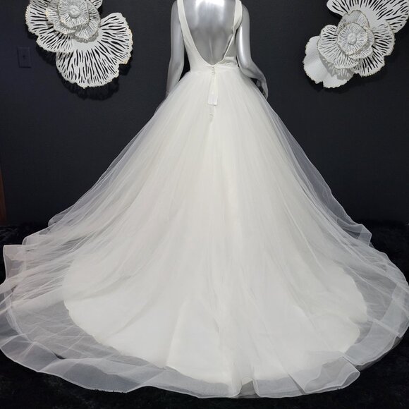 $1780~JUSTIN ALEXANDER~4/6~IVORY OFF WHITE FIT & FLARE BALLGOWN WEDDING DRESS - Picture 13 of 16
